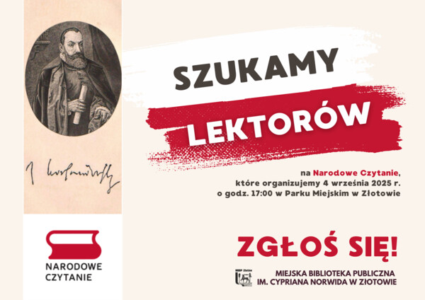 Zostań lektorem Narodowego Czytania 2025 w Złotowie! 