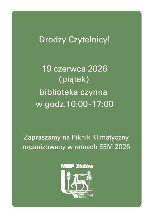 Godziny otwarcia biblioteki 19 czerwca 2026 r.