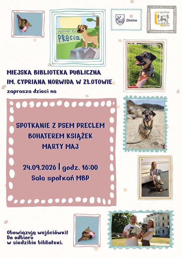 Pies Precel w bibliotece